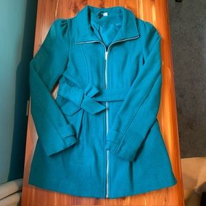 H&M long teal pea coat